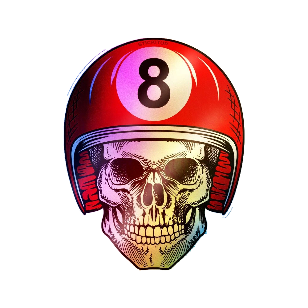 Number8 Skull Helmet Holographic Stickers